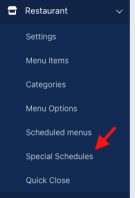 Special Schedules Menu Link