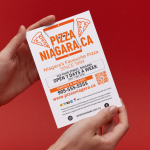 Example of a Pizza Menu done as a half-fold design (front/back/inside).